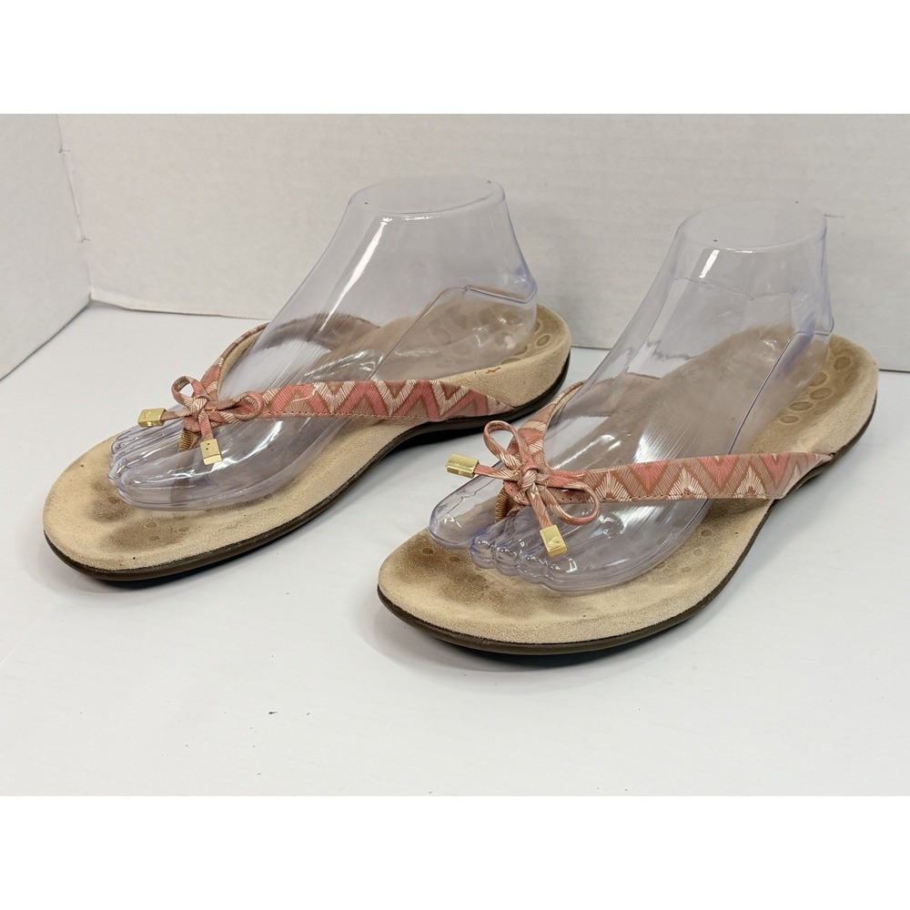 Vionic Bella II Toe Post Sandals Womens 8.5 Pink Plaid Orthotic Flip Flops - Picture 5 of 10